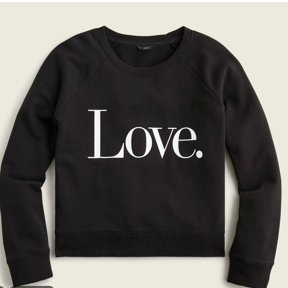 J.Crew University Love Sweatshirt S Black Cotton French Terry Preppy Academia